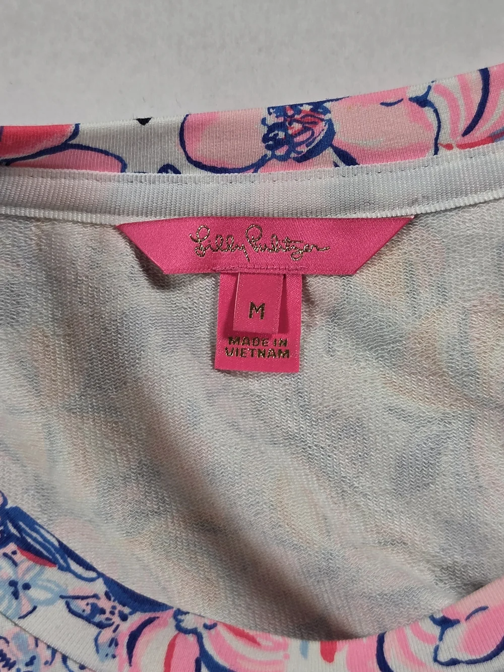 Lillv Pulitzer Corden Sweatshirt Women M White Pink Floral 3/4 Sleeve